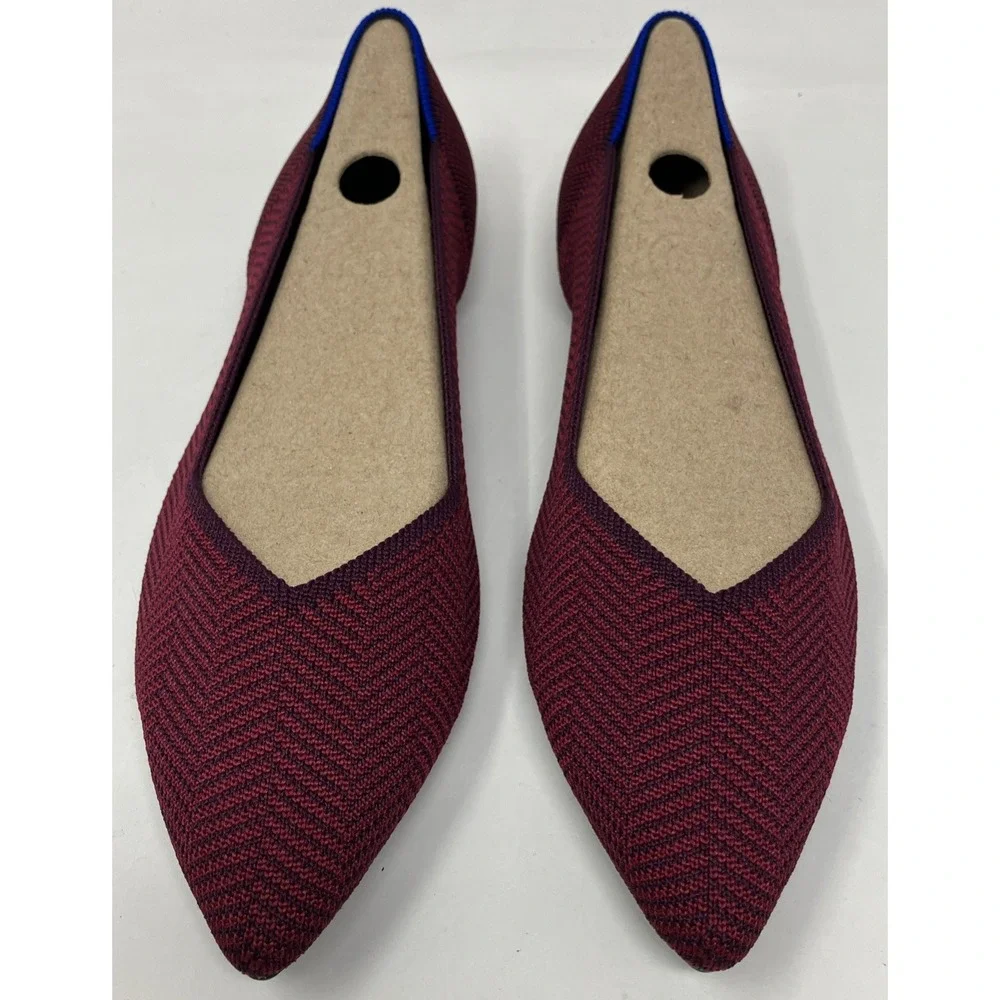Rothy's‎ US Size 8.5 Point Cabernet Burgundy Herringbone Knit Ballet Flats